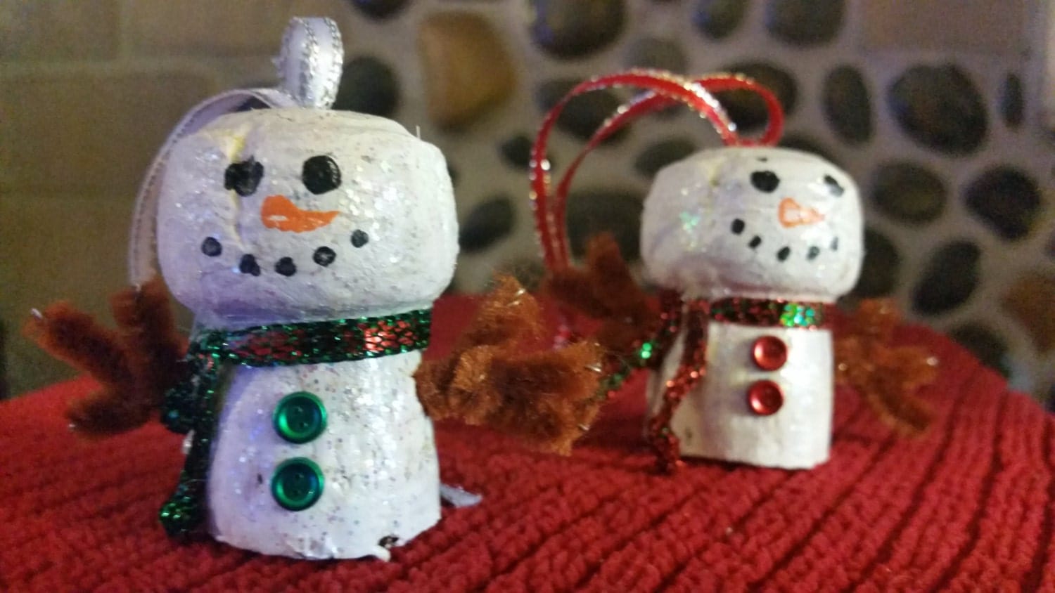 Champagne Cork Snowmen Ornaments Set of 3 Wine Cork by BeautyHurts