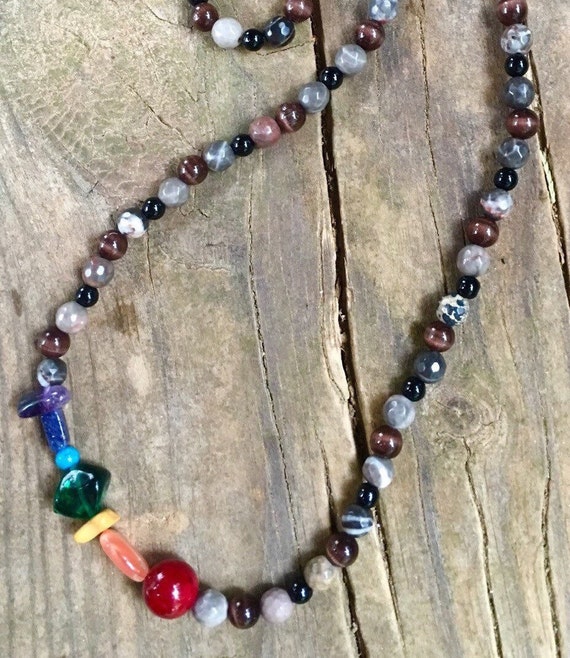 Pride Necklace Rainbow Necklace LGBT Agate River by PotOfGems