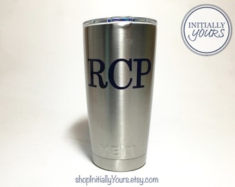 Monogram Decal for 20oz Yeti, Yeti Decal for Men, 20oz Yeti Rambler Decal, Yeti Decals for Guys, Vinyl Decal for Yeti Tumbler, DECAL ONLY
