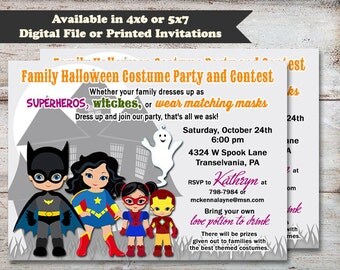 Super Hero Halloween Party Invitation, Kids Halloween Invitation, Superhero Halloween Birthday Invitation, Digital or Printed Invitation