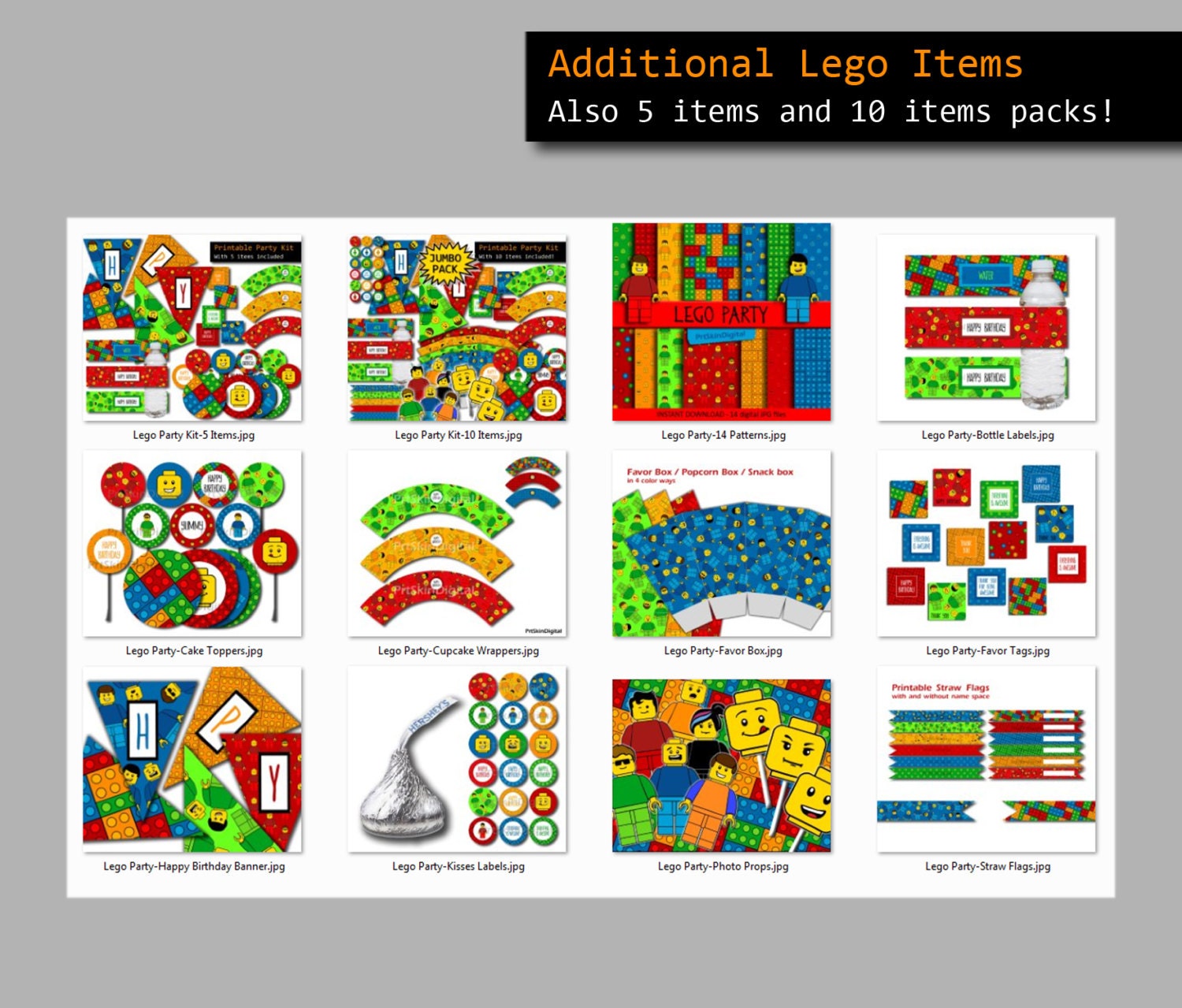 Lego Cake Topper Printable Lego Cupcake Topper by PrtSkinDigital