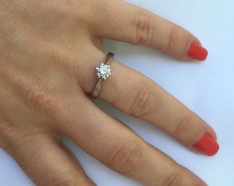 ON SALE !!!0.35 carat Diamond Engagement Ring-Solitaire diamond ring-14K White Gold Ring-Women Jewelry-Promise ring-Bridal ring-Unique ring