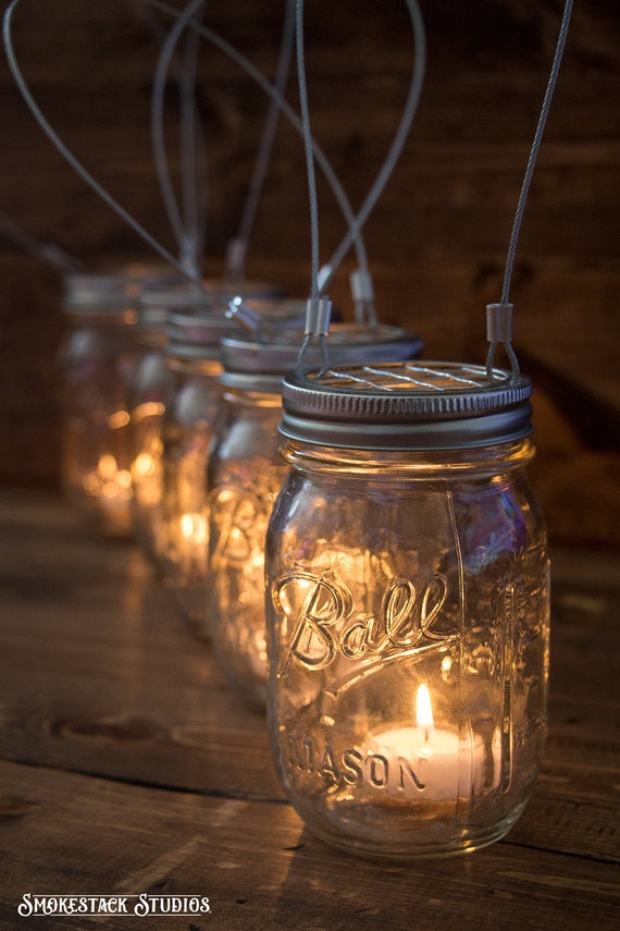 how to make hanging mason jar candle holders