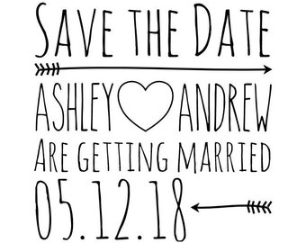 CUSTOM SAVE the DATE stamp - Custom Rubber Stamp - custom name and date stamp, wedding stamp, card stamp, tags stamp, 1.7"x1.7" (cstd14)