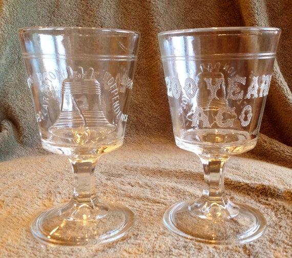 Reduced 2 collectors Bicentennial stemmed drinking glasses