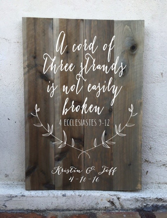 Items similar to A cord of 3 strands is not easily broken, aged wood