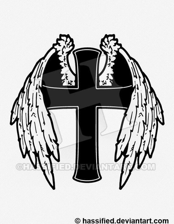 Cross With Wings Printable Vector Svg Jpeg