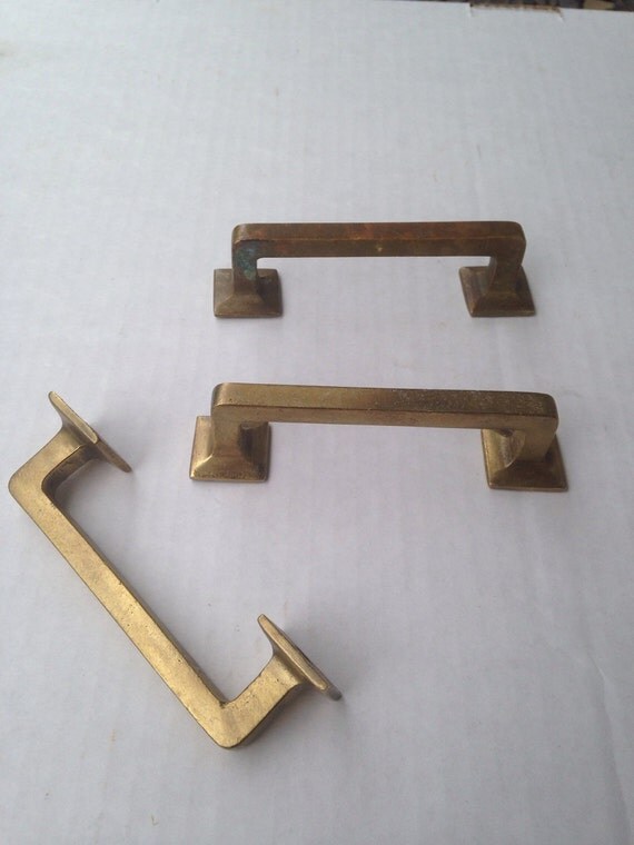 Solid Brass Drawer Pulls Midcentury Modern Atomic Kitchen