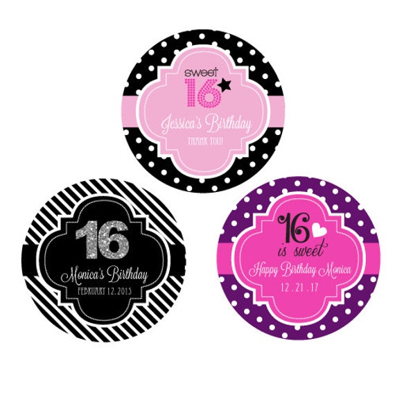 Sweet Sixteen Round Labels 24ct Quinceanera Round Stickers