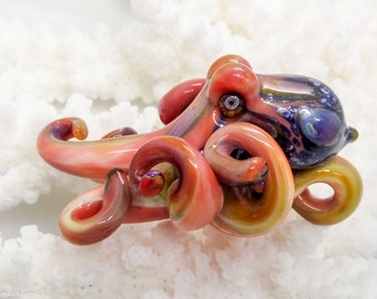 The Citrus Kracken Collectible Wearable Boro Glass Octopus Necklace / Sculpture Made to Order