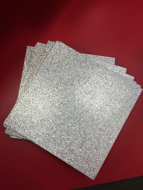 Silver Glitter cardstock 25 glitter paper 6x6