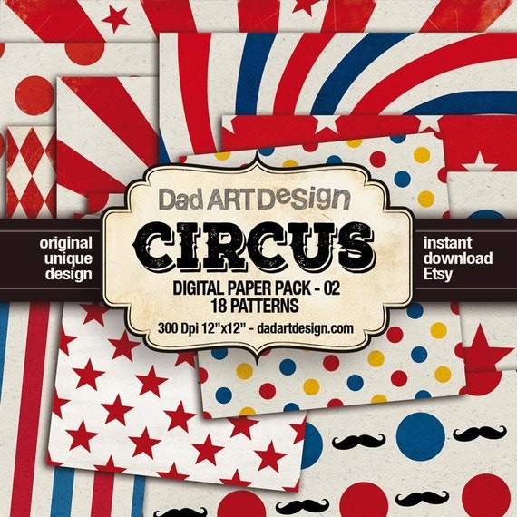 CIRCUS PATTERNS DIGITAL PAPER PACK