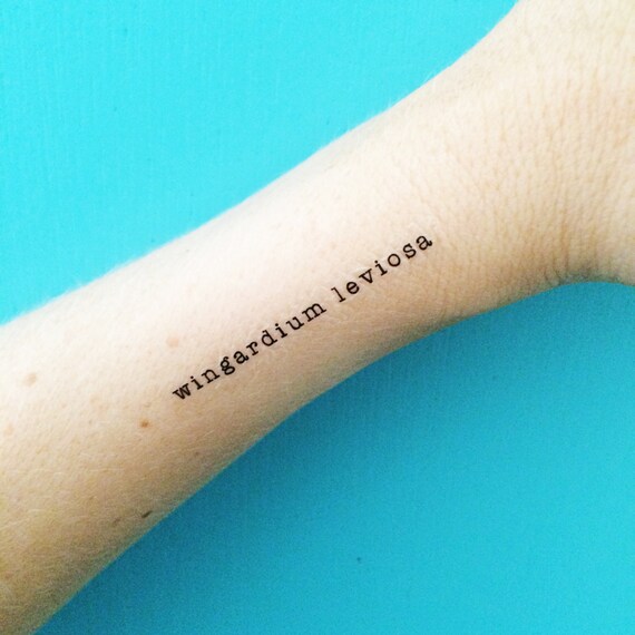 wingardium leviosa tattoo harry potter temporary tattoo text wingardium leviosa tattoo harry potter temporary tattoo text