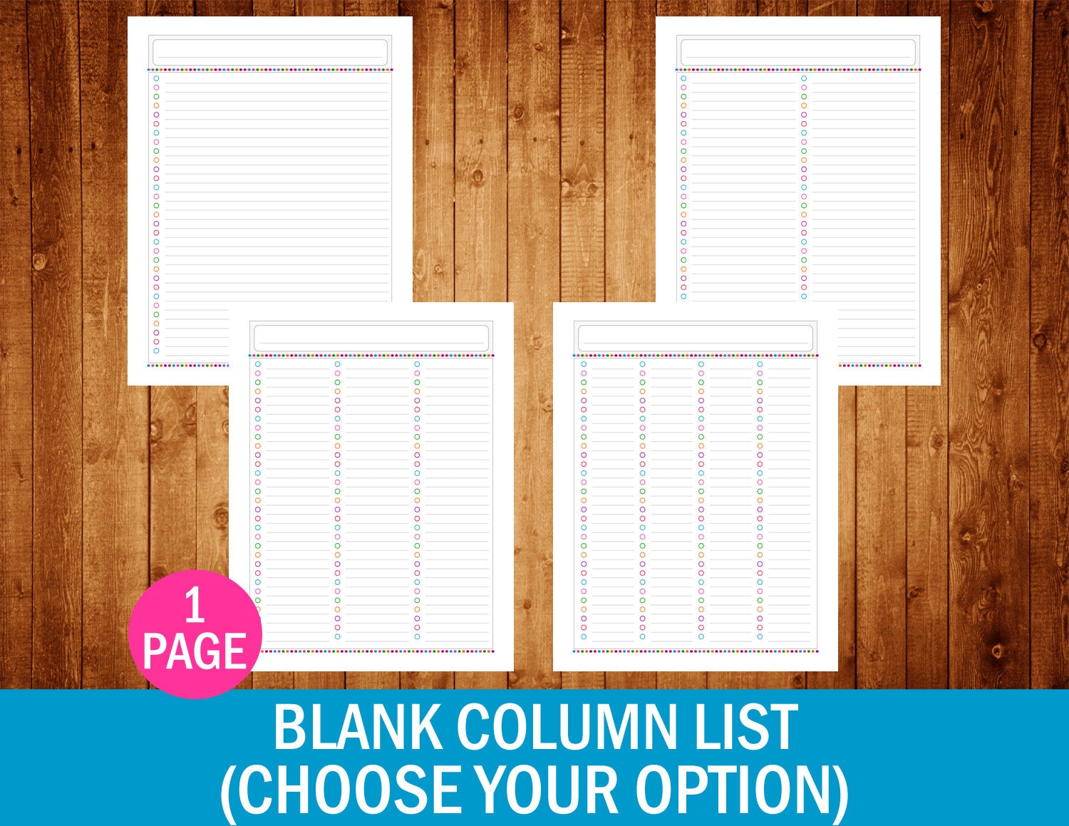 blank column list choose your option pdf printable