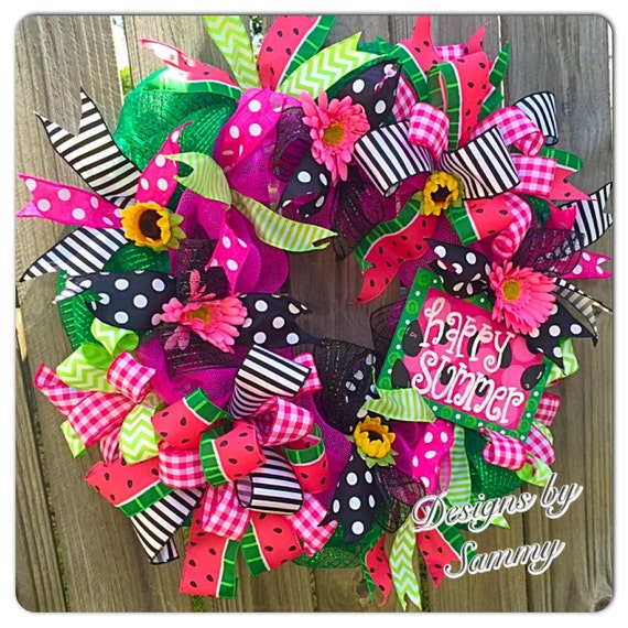 Items similar to Watermelon Summer Mesh Wreath, Sweet Summertime ...