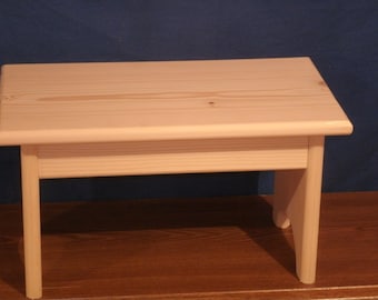 wood step stool, wooden stool,rustic wooden stool unfinished pine 9", wood bench, step stool, wooden foot stool