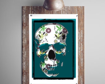 Giclee Sherlock Skull Print. Sugar Skull Print. Skull Print