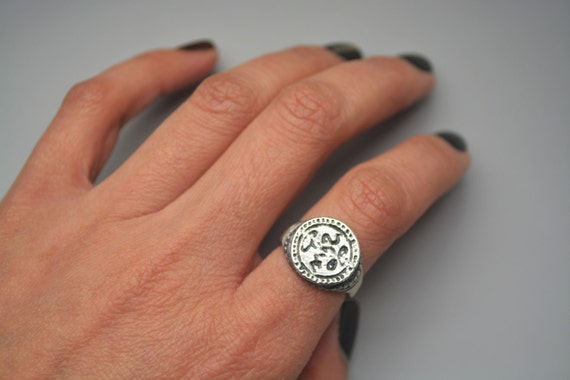 Ancient silver Signet ring Signet ring size 17.5 US size