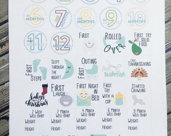 Baby Milestones Planner Stickers, Pregnancy Sticker, for use with Erin Condren Life Planner, Happy Planner Stickers