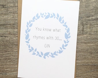 Handmade birthday greeting card, funny, cheeky, humorous. Gin, Vodka, prosecco, 30th, 40th, 18th, 21st