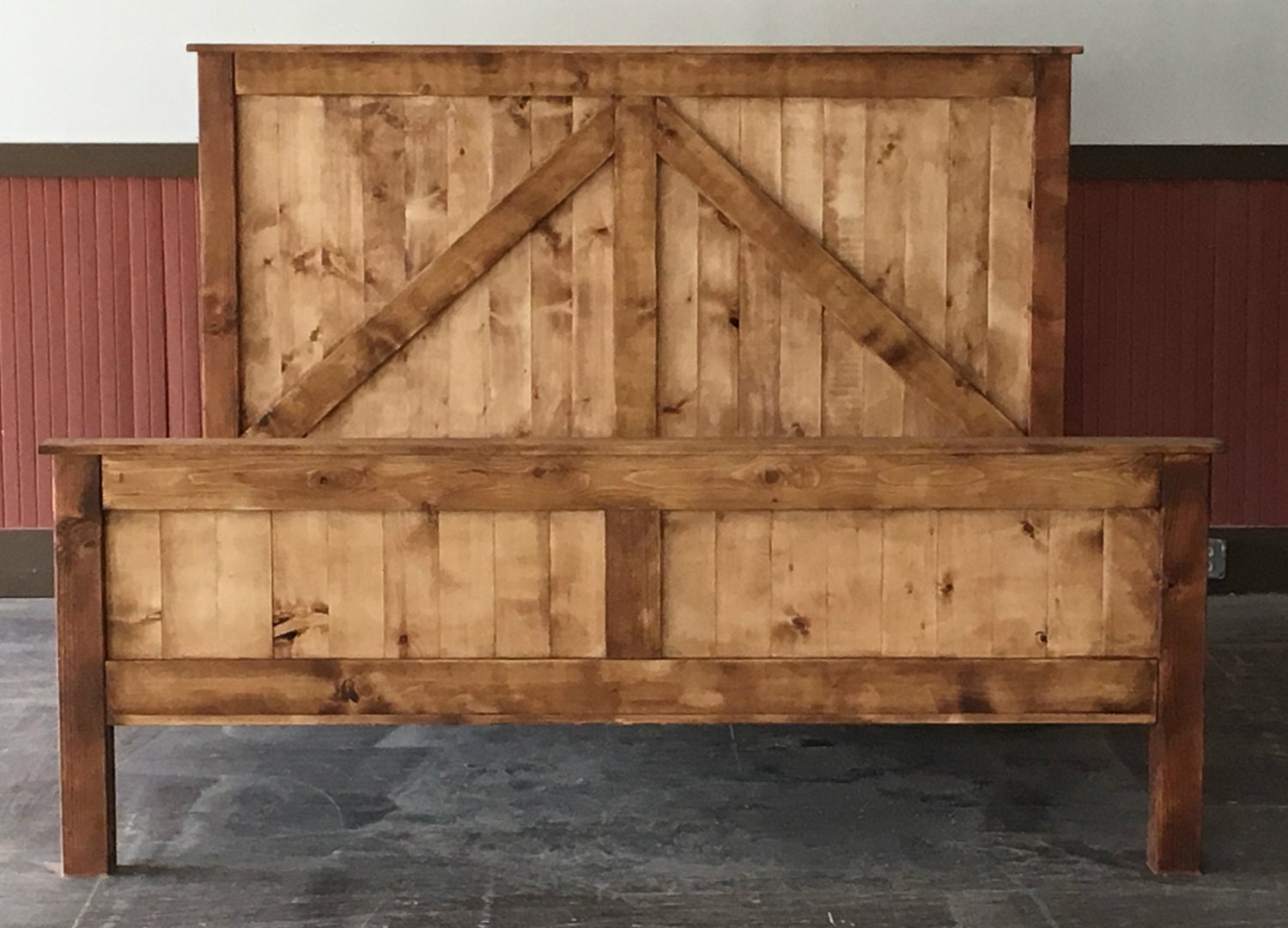 rustic wooden bed frame king