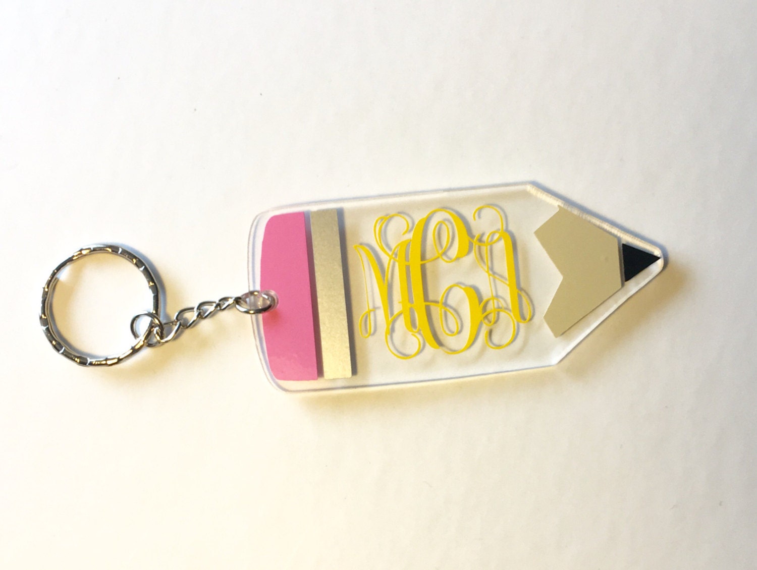 Monogram Pencil Keychain Teacher keychain OnSkinkerLane