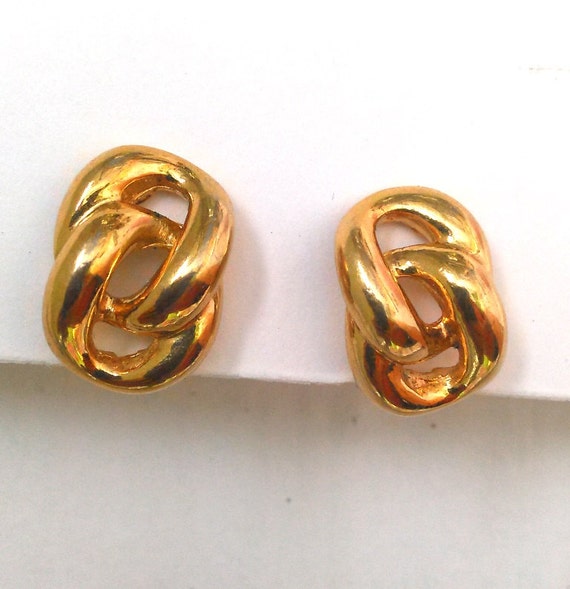 Vintage Napier Screw Back Gold Tone Knot Earrings. Designer