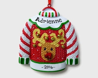Ugly Christmas Sweater Personalized Ornament - Hand Personalized Christmas Ornament