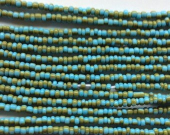 45" African Waist Beads: 4mm - 5mm Body Jewelry. Two Tone Seed Beads.