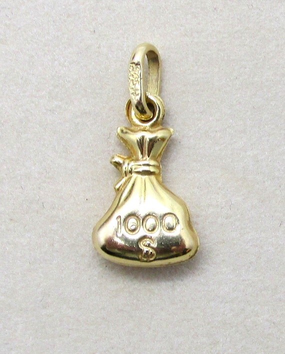 14k Yellow Gold Money Bag Pendant/Charm