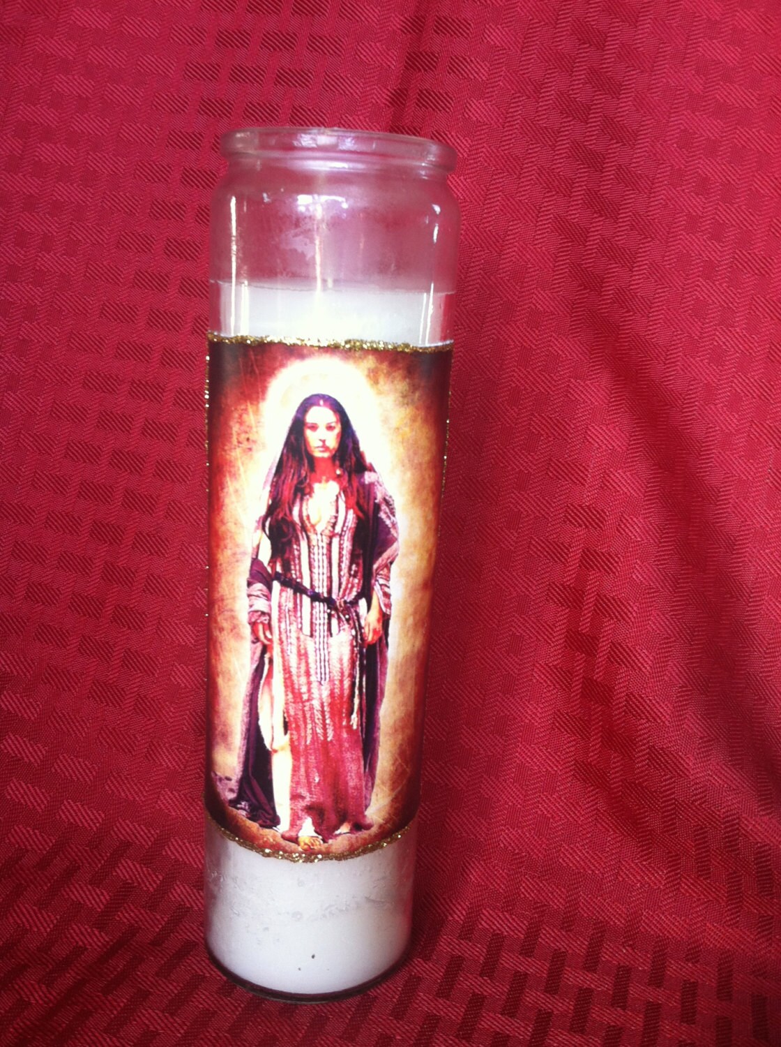 Prayer Candle Glass Pillar Mary Magdalene by PrasadHealingArts