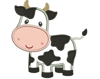 Little Cow Applique Machine Embroidery Digitized Design Pattern - Instant Download - 4x4 , 5x7, and 6x10 -hoops