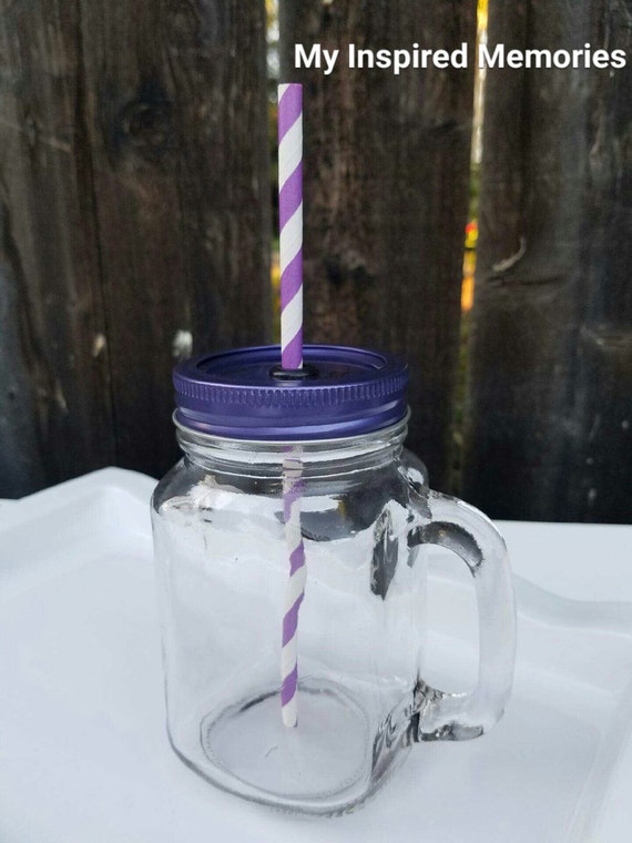 Mason jar with handle and straw purple mason jar lid purple