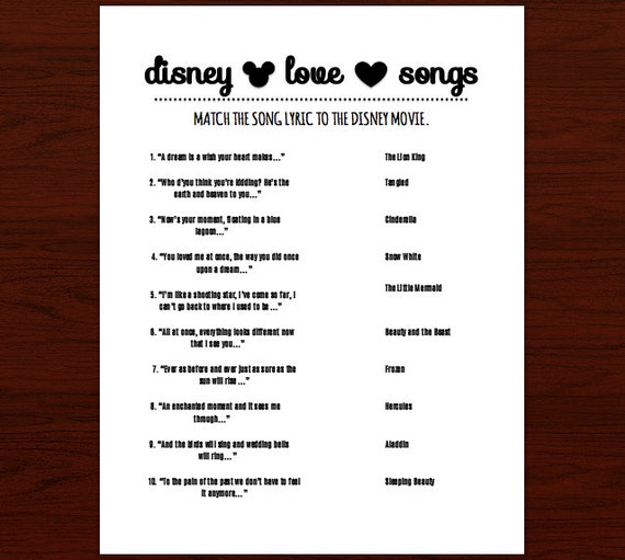 Items Similar To Disney Love Songs Game 