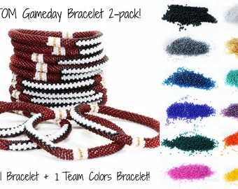Football Team Colors Bracelet Set of 2, School Colors Bracelets, Team Spirit Jewelry, Gameday Jewelry, Football Mom Jewelry, Cheerleader