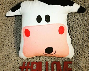 black and white cow pillow
