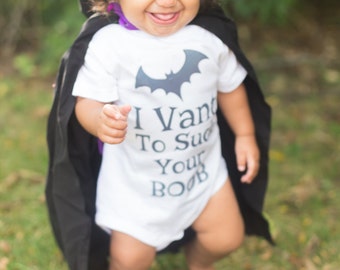 I Vant to Suck Your Boob Onesie, Funny Halloween Shirt, Breastfeeding Halloween Baby Bodysuit, Baby Shower Gift, 1st Halloween Top