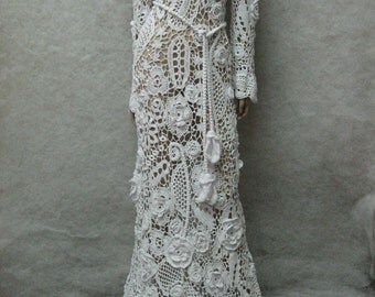 Wedding crochet maxi dress Handmade White Dress wedding dress Crochet white dress irish lace dress Summer cotton Dress crochet wedding gown