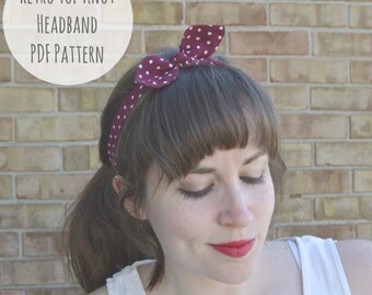 Retro Top Knot Headband Sewing Pattern PDF // Rosie the Riveter DIY headband // Retro Headband Pattern