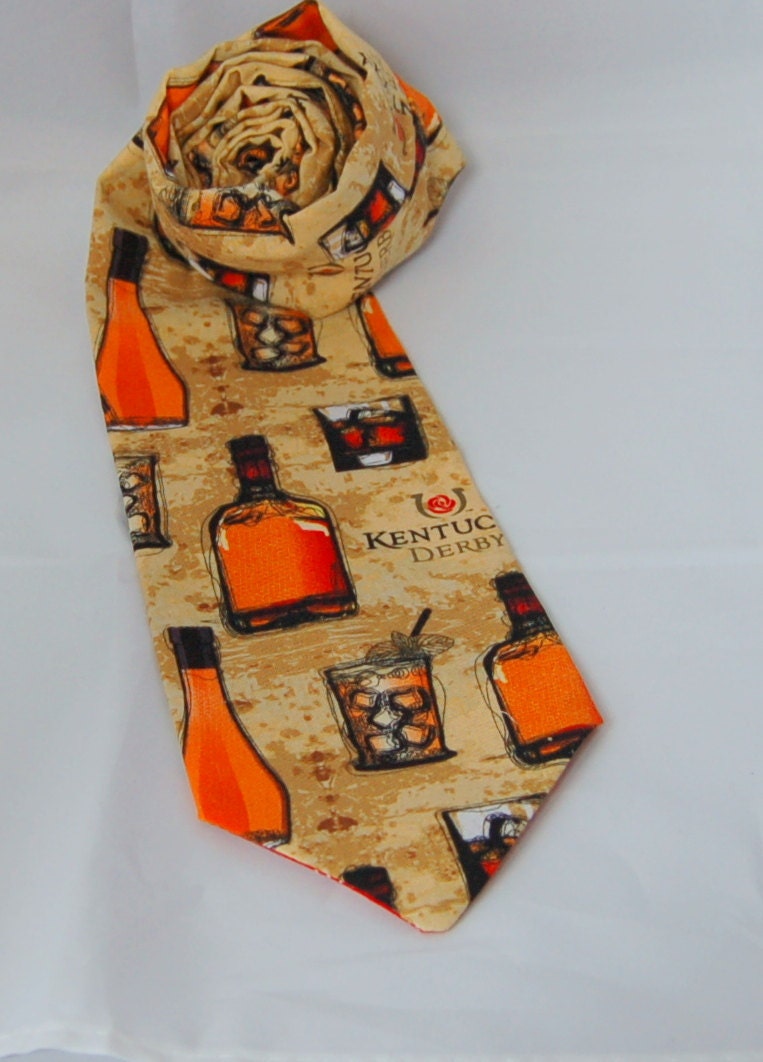Kentucky Derby Party Tie Men's Necktie KY Bourbon Mens