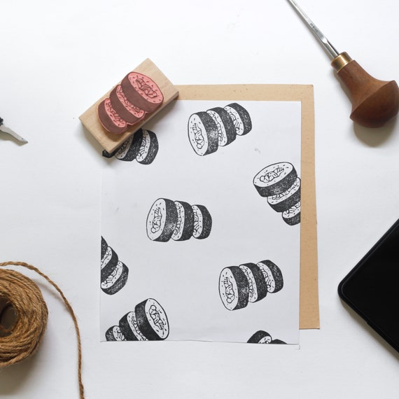 Triple Maki Sushi Linocut Stamp Handmade Linocut Stamp