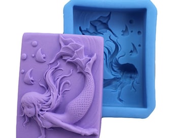 mermaid silicone mold - mermaid soap mold - mermaid candle mold - resin mold - chocolate mold - polymer clay mold