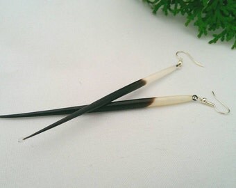 Single Porcupine Quill Earrings by One Earth Exchange, African Porcupine Quills, Indigenous Jewelry