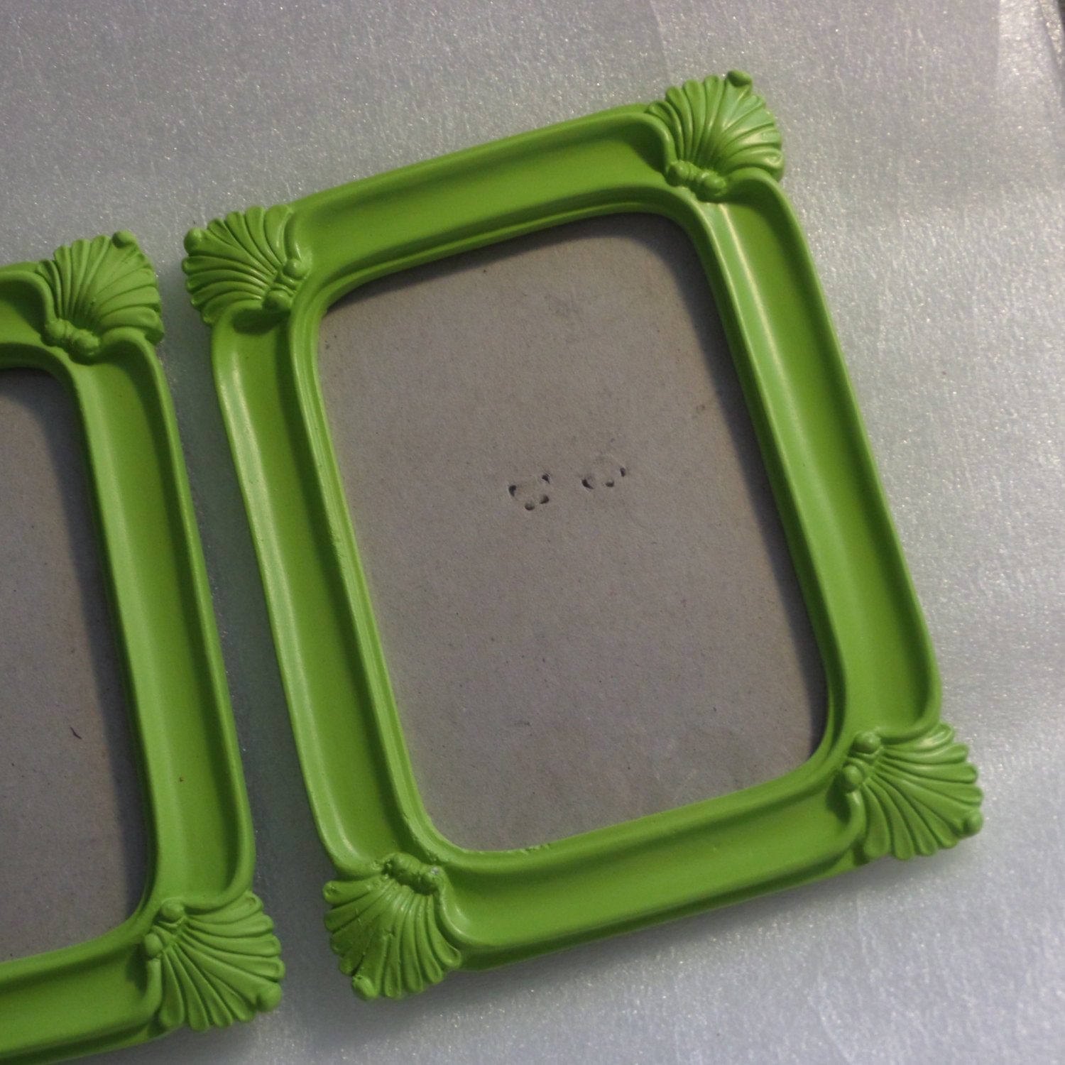 2 Lime Green Picture Frames