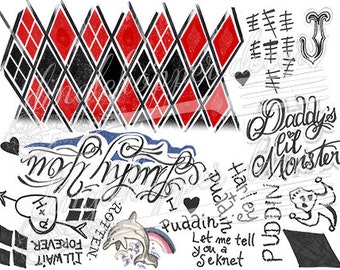 HARLEY QUINN Suicide Squad Temporary Tattoos