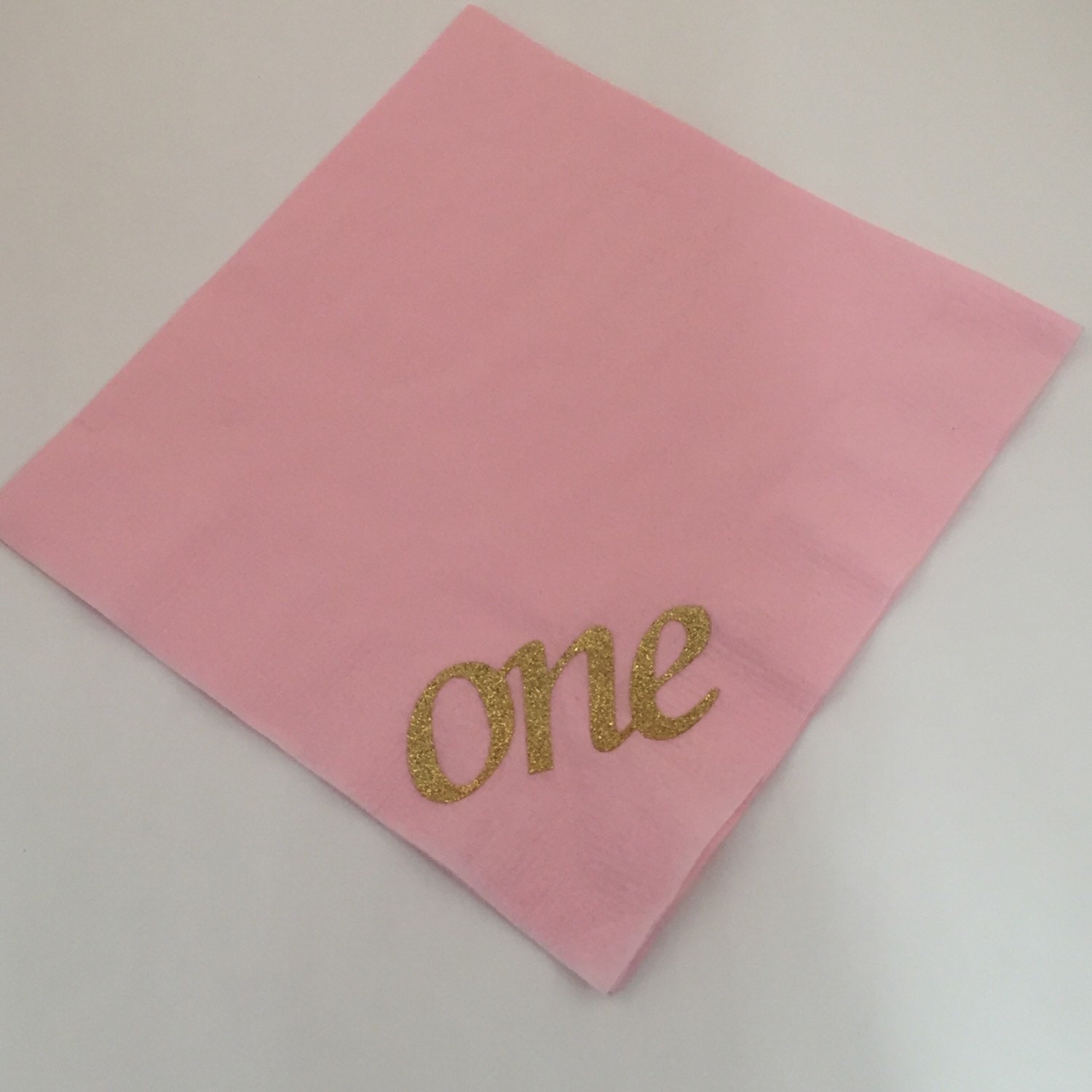 First Birthday Pink and Gold Glitter Napkins 1st by TheTackyNut