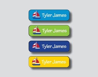 SAILBOAT Waterproof Stickers, Sippy Cup Sticker, Personalized Waterproof, Dishwasher Safe, Daycare Labels, Waterproof Kids Labels