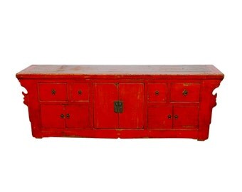 Chinese Red Lacquer Sideboard Console Table