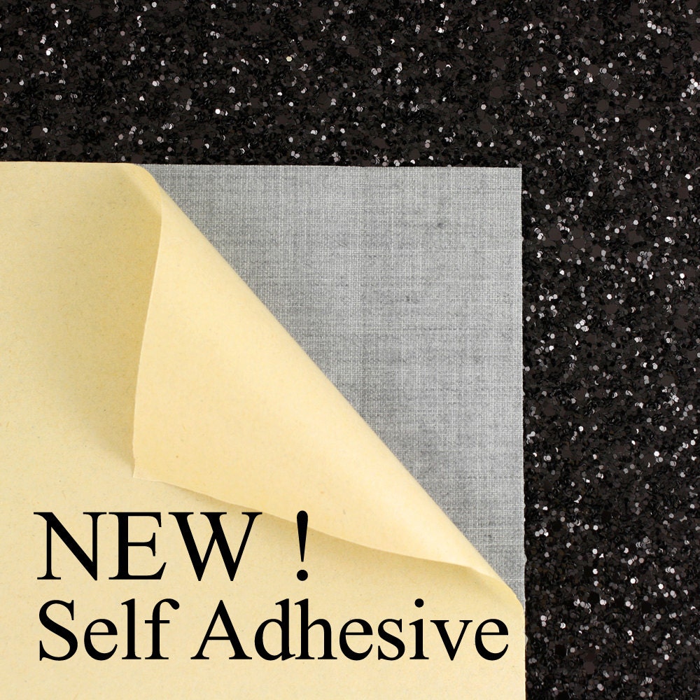 Self Adhesive Glitter fabric sheet. Black A4 sheet. JR09109