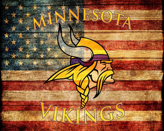 Minnesota Vikings Poster US Flag Vikings Decor Man Cave